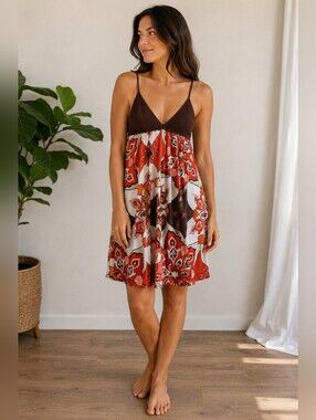 Bebe Crochet Halter Silk Dress Size Small